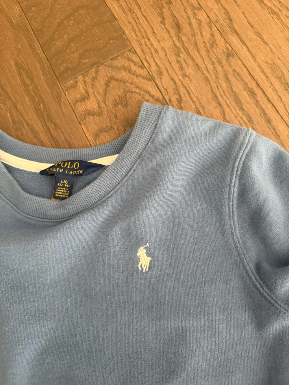 Girls polo Ralph Lauren sweater dress sz large 12-14 blue fleece preppy